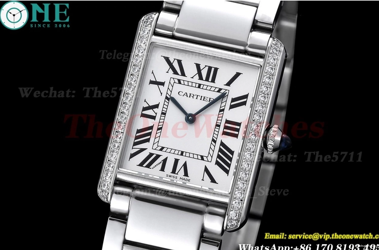 White Bracelet Diamond Bezel Tank K11F SS On Dial Must Quartz 0102